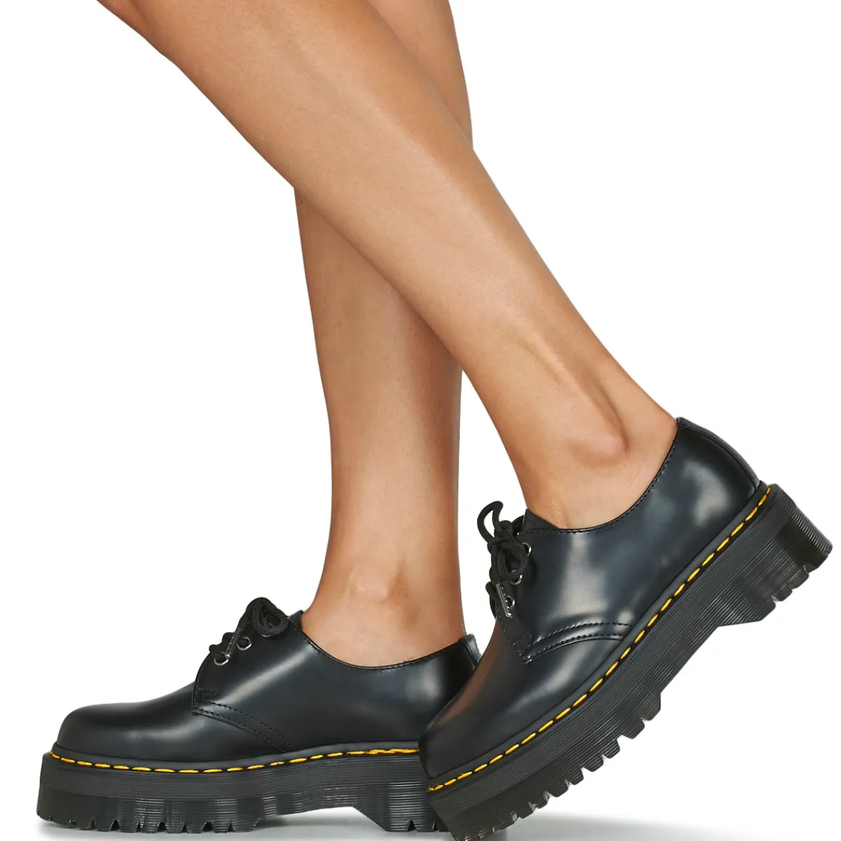 Dr. Martens 1461 QUAD BLACK POLISHED SMOOTH-Homme Derbies & Richelieu