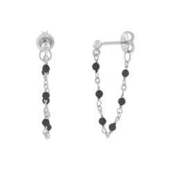 Orusbijoux Boucles D Oreilles Rhodié Chaine Et Pierres-Homme Bijoux
