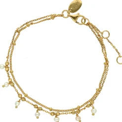 Orusbijoux Bracelet Argent Doubles Chaînes Pampilles Et Perles-Homme Bijoux