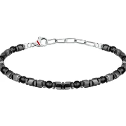Sector Bracelet en acier et onyx-Homme Bijoux