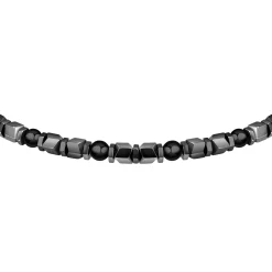 Sector Bracelet en acier et onyx-Homme Bijoux