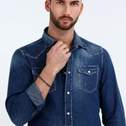 Sector Bracelet en acier et onyx-Homme Bijoux