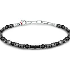Sector Bracelet en acier et onyx-Homme Bijoux