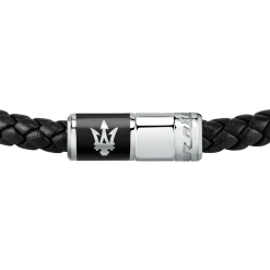 Maserati Bracelet en acier recyclé et cuir-Homme Bijoux