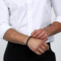 Maserati Bracelet en acier recyclé et cuir-Homme Bijoux