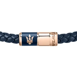 Maserati Bracelet en acier recyclé et cuir-Homme Bijoux