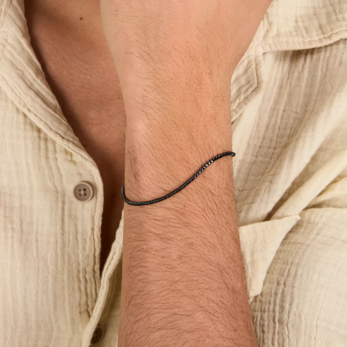 Cleor Bracelet en argent 925/1000 et zircon-Homme Bijoux