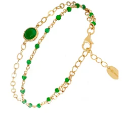 Orusbijoux Bracelet En Argent Double Chaine Pierres Naturelles-Homme Bijoux