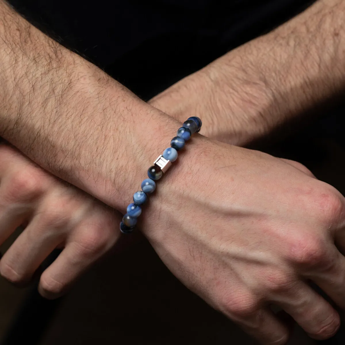 Gemini Bracelet Indigo agathe bleue-Homme Bijoux