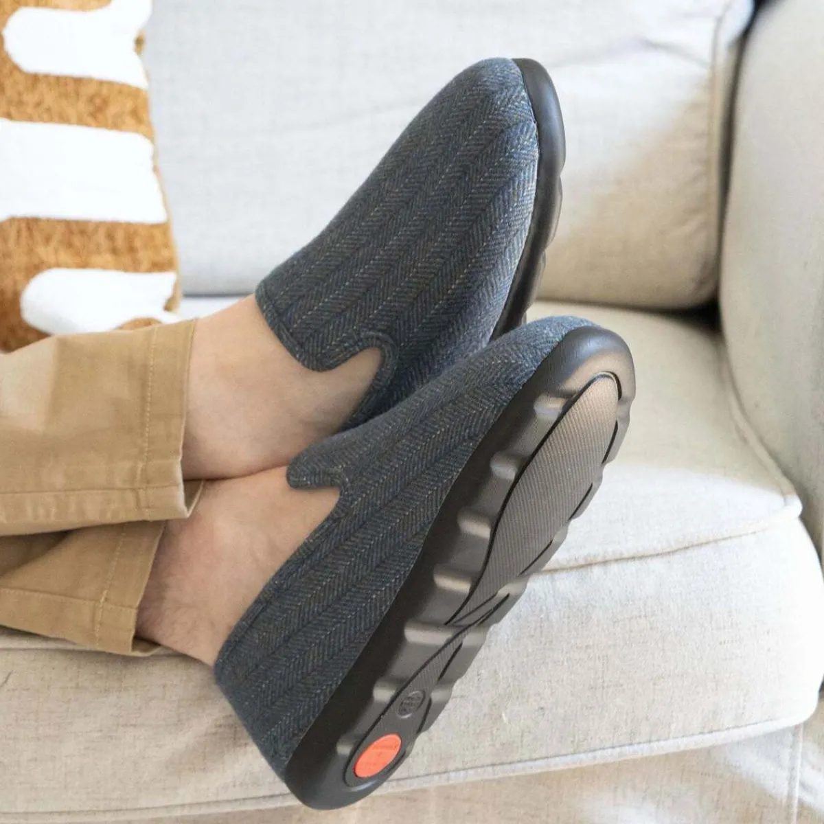 Isotoner Chaussons charentaises Homme Chevrons bleus-Homme Pantoufles / Chaussons