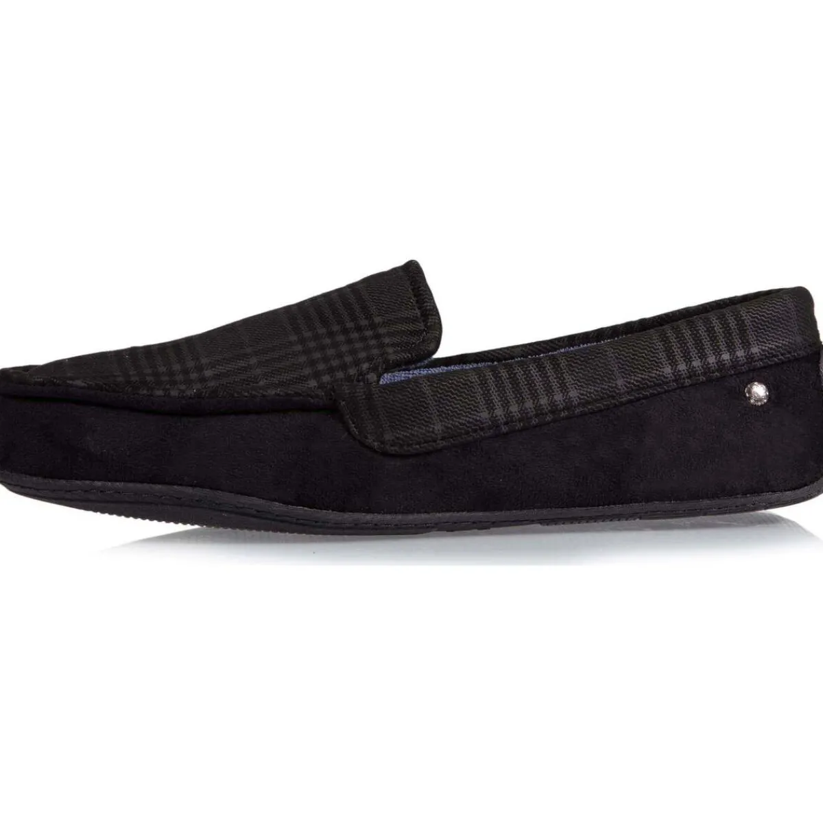 Isotoner Chaussons mocassins Homme Noir tartan-Homme Pantoufles / Chaussons
