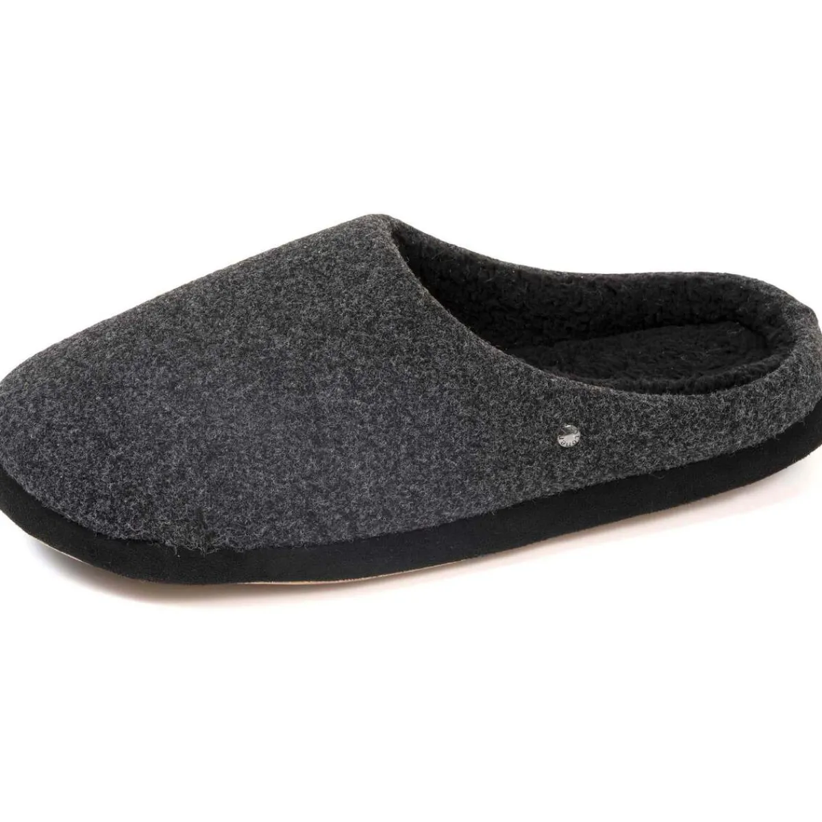 Isotoner Chaussons mules Homme Noir feutrine chinée-Homme Pantoufles / Chaussons