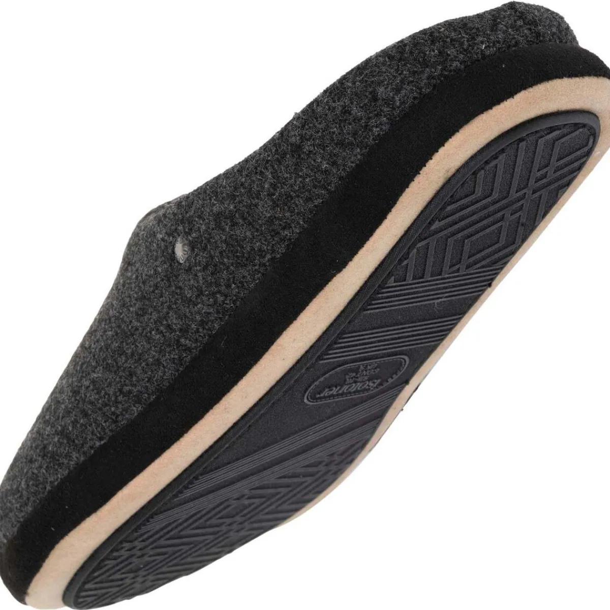 Isotoner Chaussons mules Homme Noir feutrine chinée-Homme Pantoufles / Chaussons