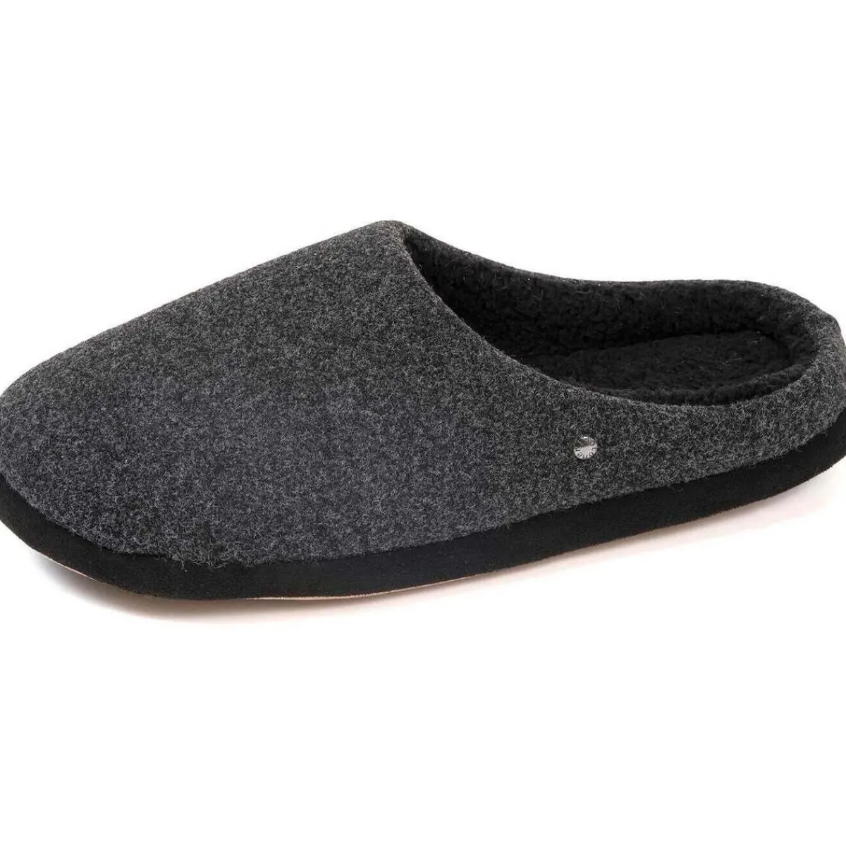 Isotoner Chaussons mules Homme Noir feutrine chinée-Homme Pantoufles / Chaussons