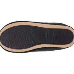 Isotoner Chaussons mules Homme Noir feutrine chinée-Homme Pantoufles / Chaussons