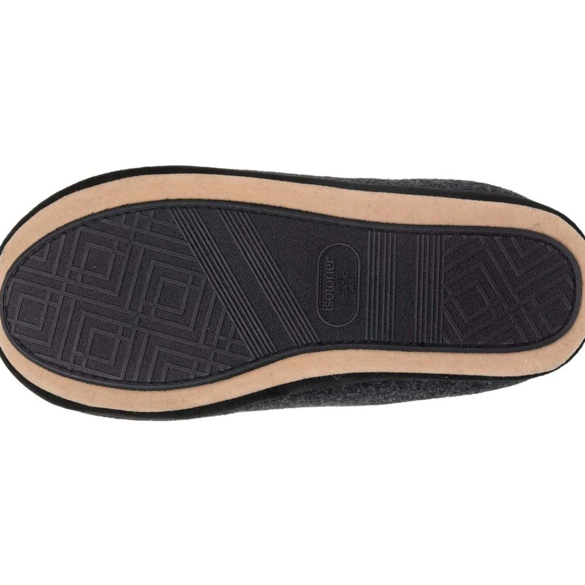 Isotoner Chaussons mules Homme Noir feutrine chinée-Homme Pantoufles / Chaussons