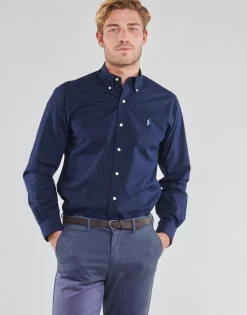 Polo Ralph Lauren CHEMISE AJUSTEE EN POPLINE DE COTON COL BOUTONNE-Homme Chemises