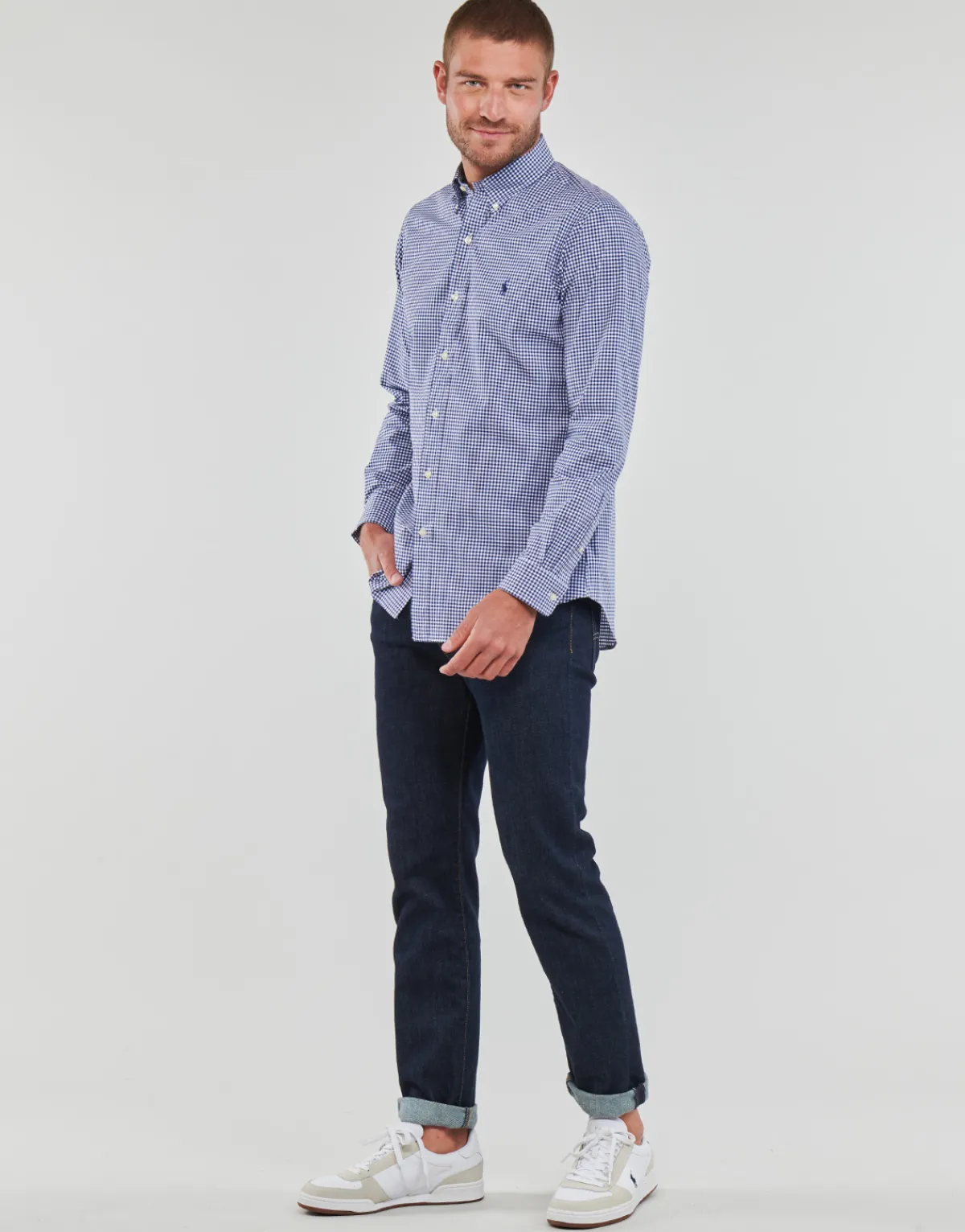 Polo Ralph Lauren CHEMISE AJUSTEE EN POPLINE DE COTON COL BOUTONNE-Homme Chemises