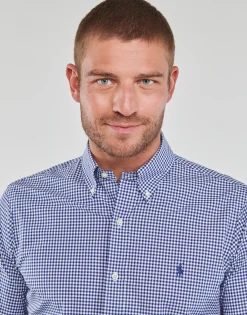 Polo Ralph Lauren CHEMISE AJUSTEE EN POPLINE DE COTON COL BOUTONNE-Homme Chemises
