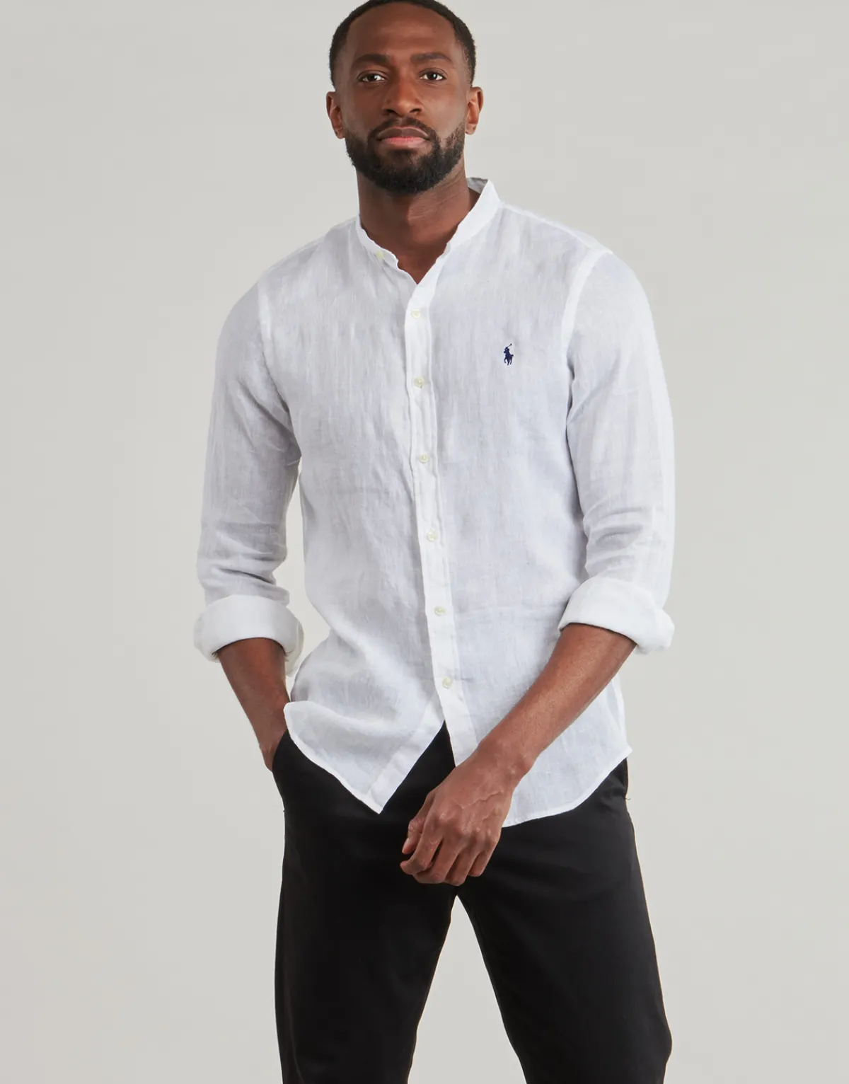 Polo Ralph Lauren CHEMISE AJUSTEE SLIM FIT EN LIN COL MAO-Homme Chemises