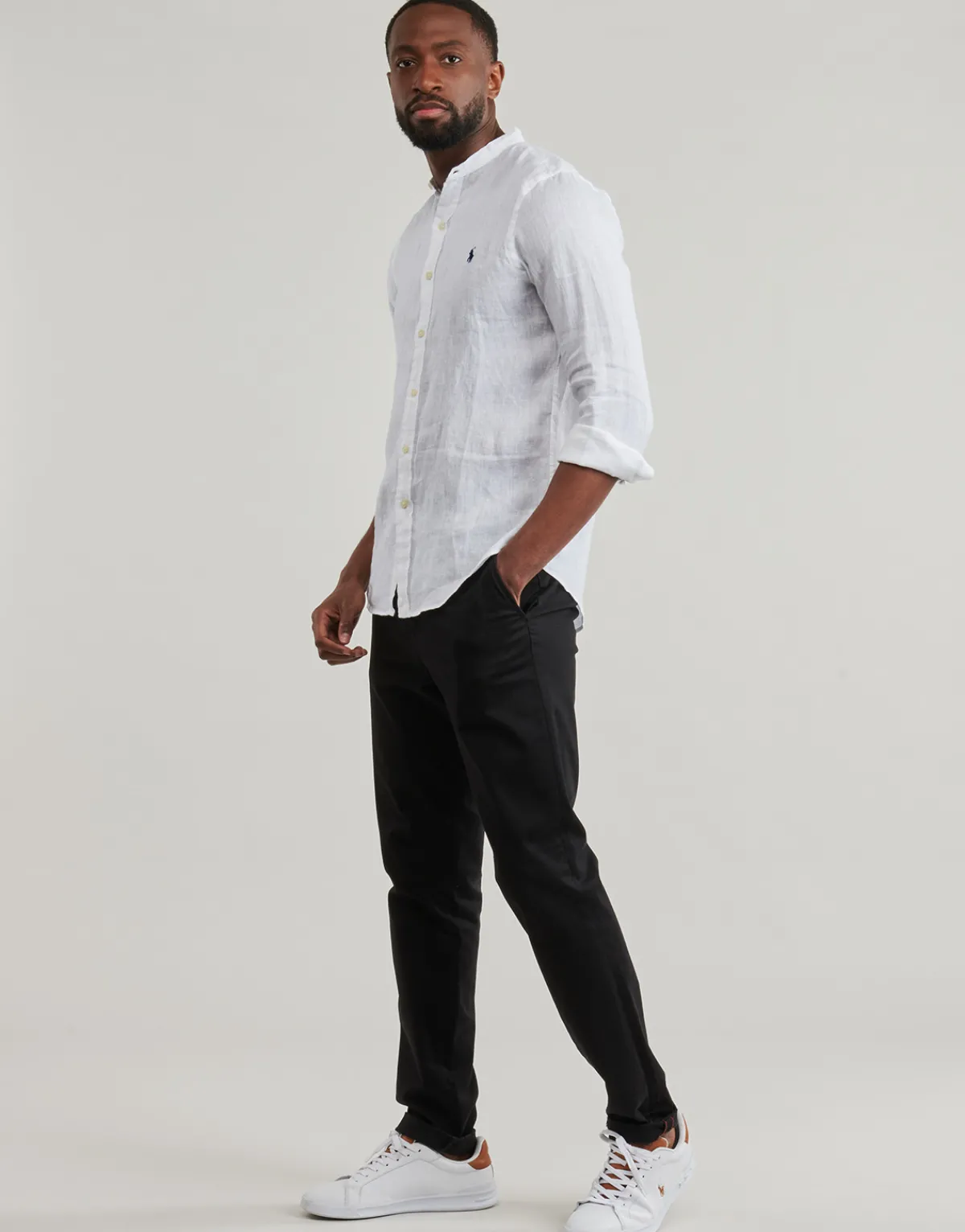 Polo Ralph Lauren CHEMISE AJUSTEE SLIM FIT EN LIN COL MAO-Homme Chemises