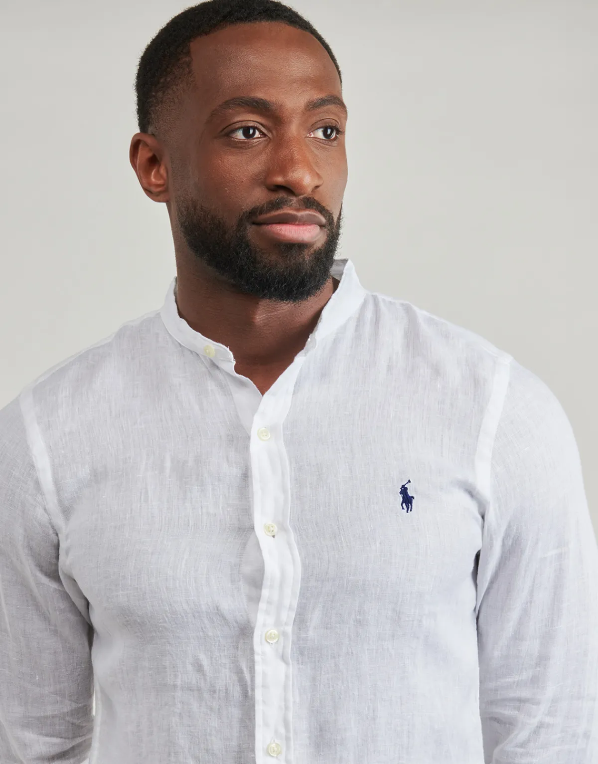 Polo Ralph Lauren CHEMISE AJUSTEE SLIM FIT EN LIN COL MAO-Homme Chemises