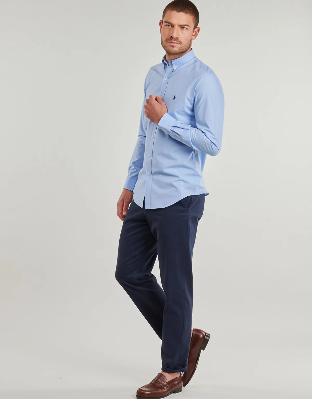 Polo Ralph Lauren CHEMISE AJUSTEE SLIM FIT EN POPELINE UNIE-Homme Chemises