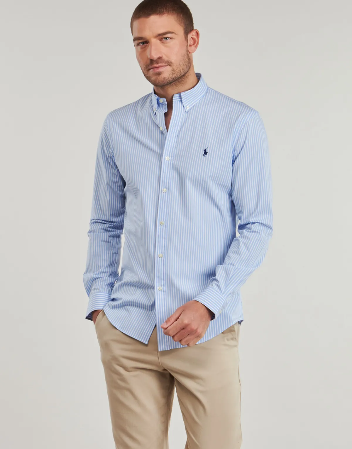 Polo Ralph Lauren CHEMISE AJUSTEE SLIM FIT EN POPELINE UNIE-Homme Chemises