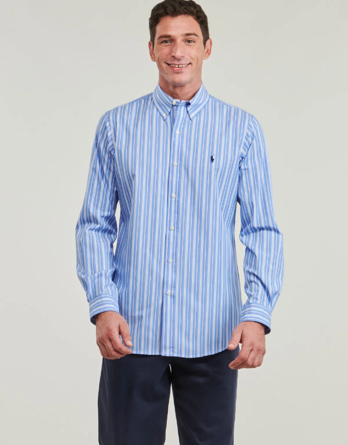 Polo Ralph Lauren CHEMISE COUPE DROITE EN POPLINE DE COTON COL BOUTONNE-Homme Chemises