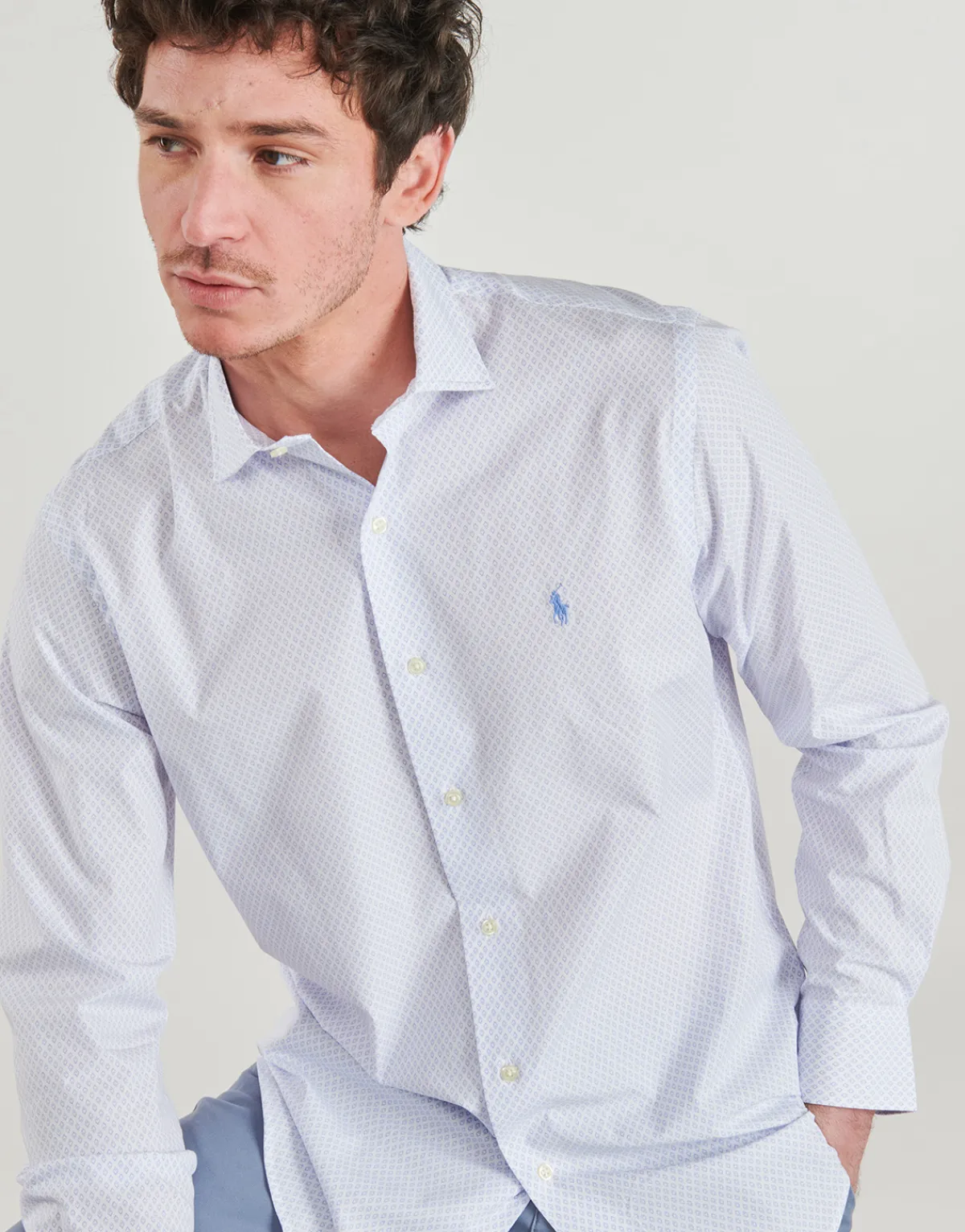 Polo Ralph Lauren CHEMISE COUPE DROITE EN POPELINE MICRO MOTIF-Homme Chemises