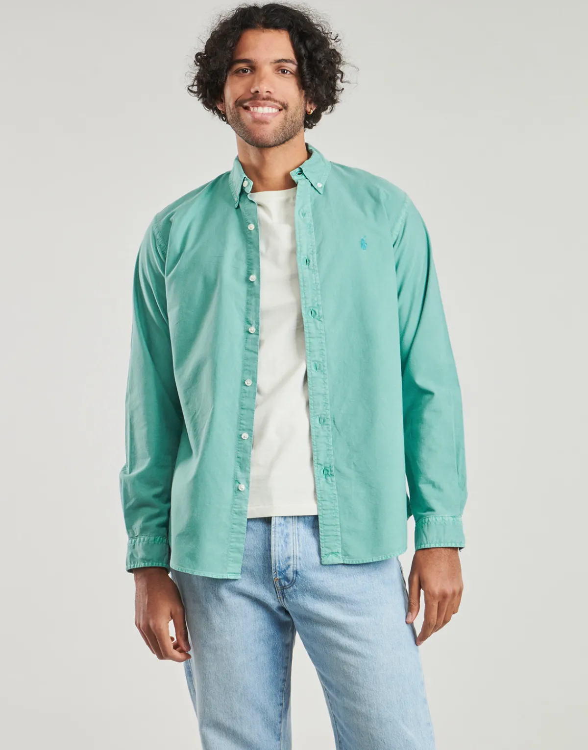 Polo Ralph Lauren CHEMISE DROITE CUSTOM EN OXFORD LEGER-Homme Chemises