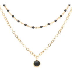 Orusbijoux Collier Argent Double Chaine Et Pierres Naturelles-Homme Bijoux