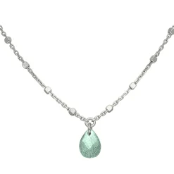 Orusbijoux Collier Rhodié Goutte Pierre Naturelle Amazonite-Homme Bijoux