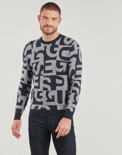 Guess DENNY CN LS ALLOVER-Homme Pulls & Gilets