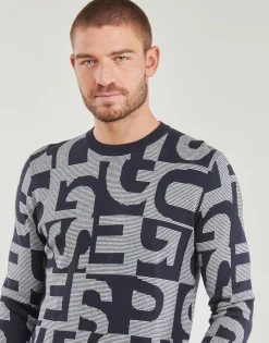 Guess DENNY CN LS ALLOVER-Homme Pulls & Gilets