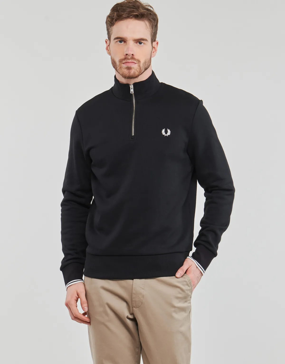 Fred Perry HALF ZIP SWEATSHIRT-Homme Sweats & Polaires