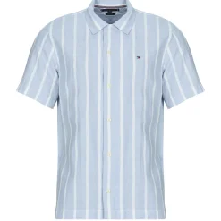 Tommy Hilfiger LINEN BLEND STRIPED SS RF SHIRT-Homme Chemises