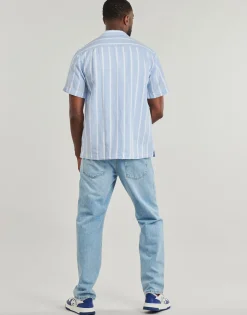 Tommy Hilfiger LINEN BLEND STRIPED SS RF SHIRT-Homme Chemises