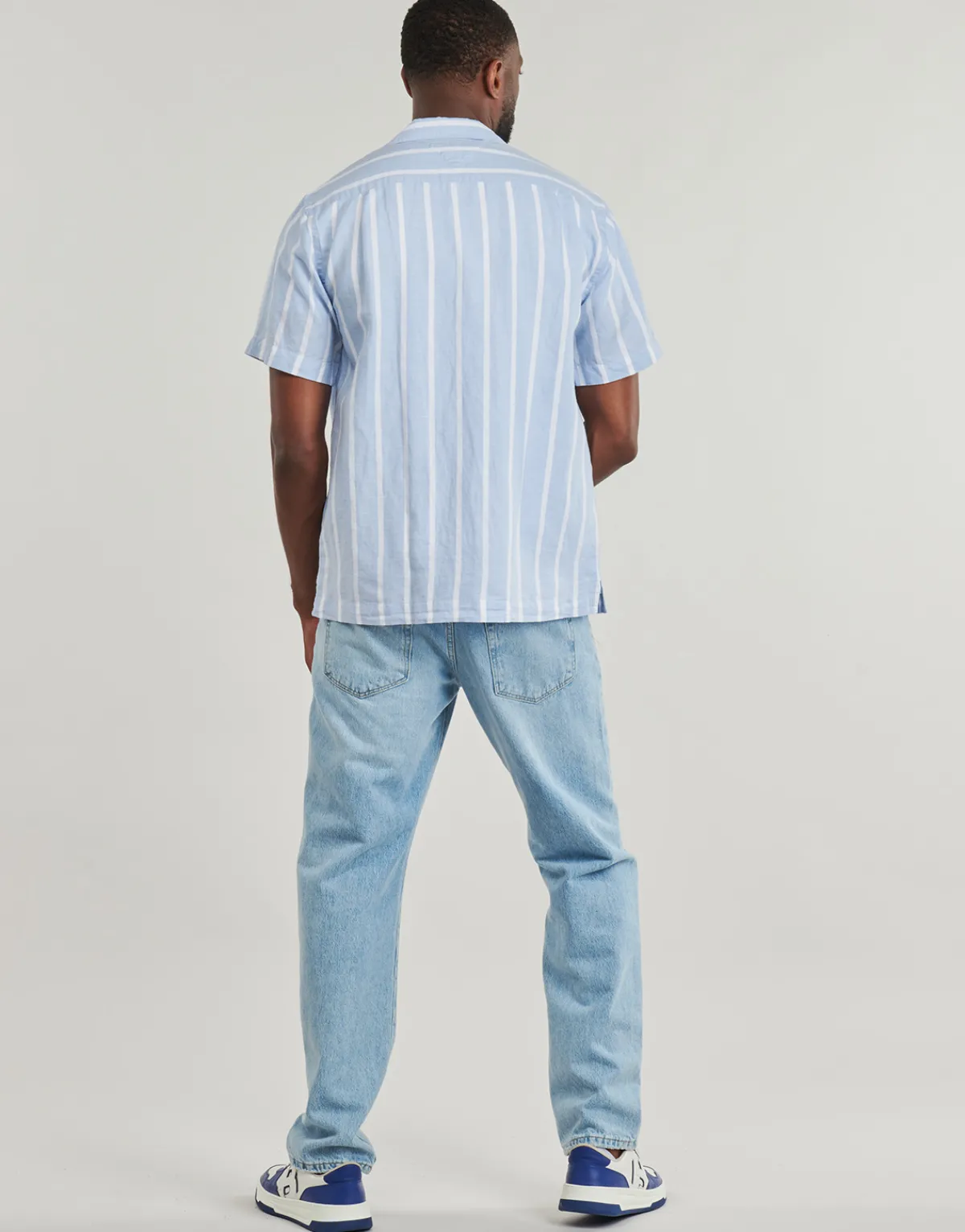 Tommy Hilfiger LINEN BLEND STRIPED SS RF SHIRT-Homme Chemises