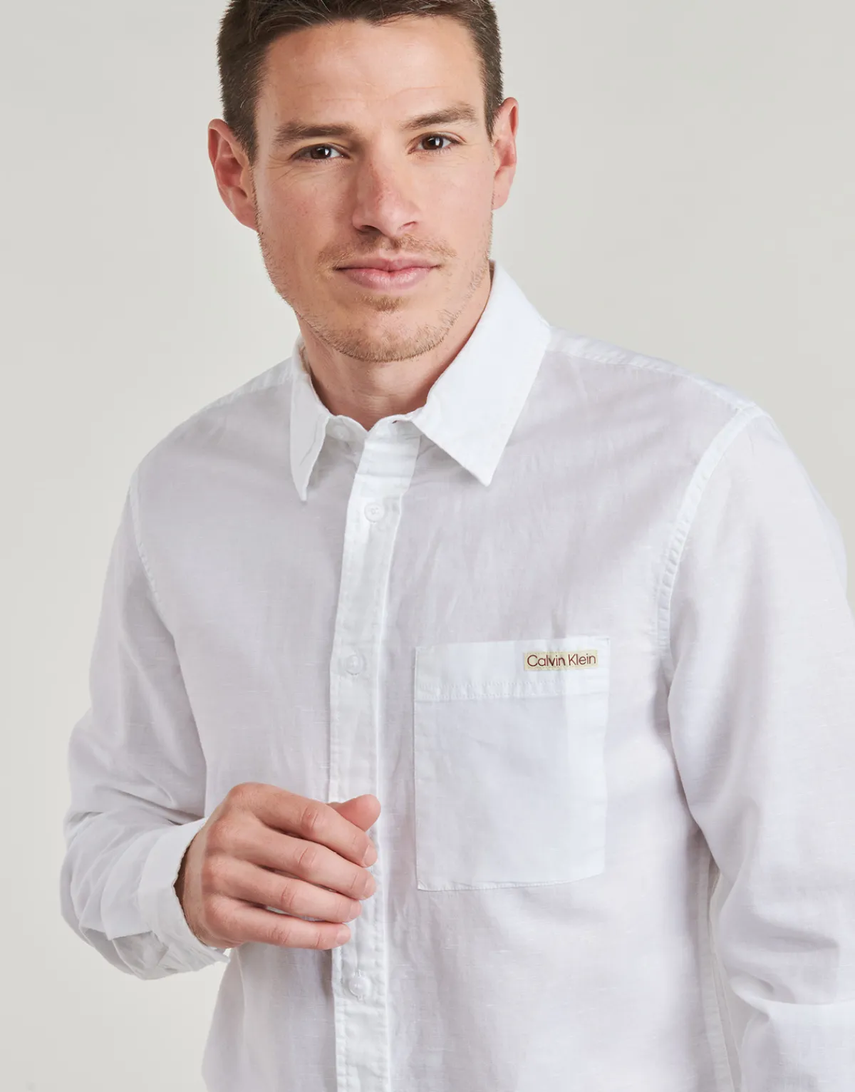 Calvin Klein Jeans LINEN COTTON SHIRT-Homme Chemises