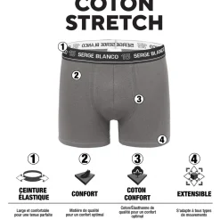 Serge Blanco Lot de 8 boxers homme en coton-Homme Boxers