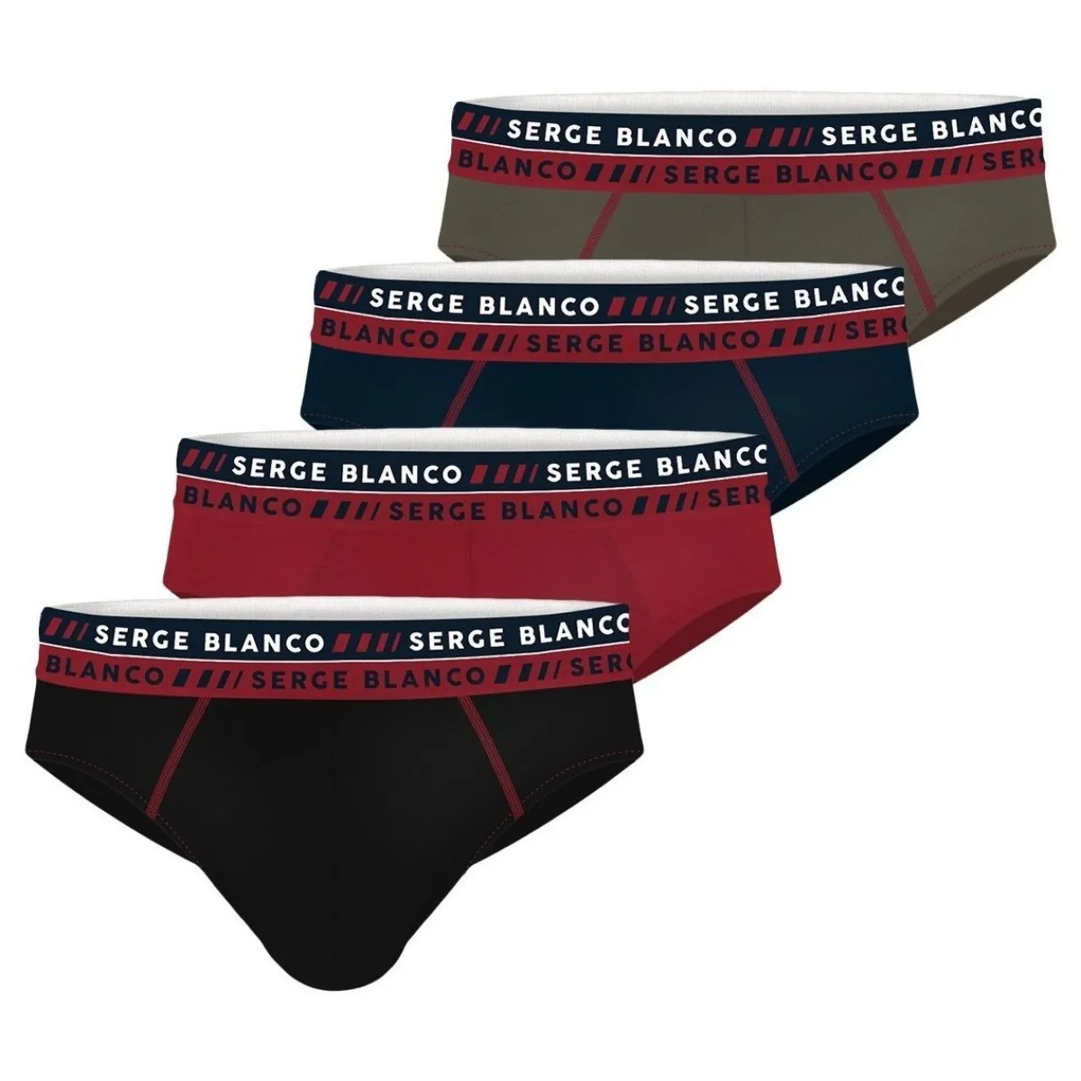 Serge Blanco Lot de 4 slips homme en coton French-Homme Slips