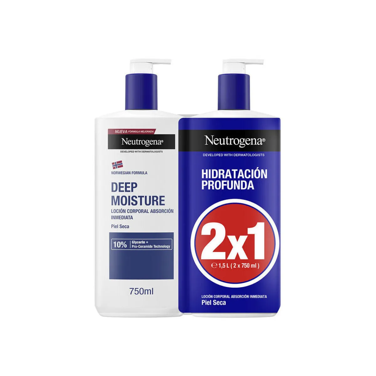 Neutrogena Lotion Peau Sèche Hydratation Profonde Pack 2 X-Homme Soins Corps & Bain