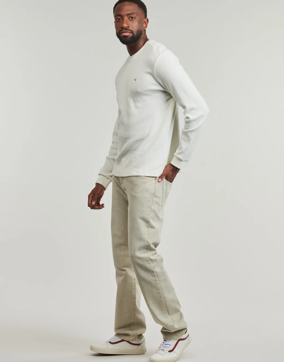 Calvin Klein Jeans LS WAFFLE BADGE CREWNK TEE-Homme T-Shirts & Polos