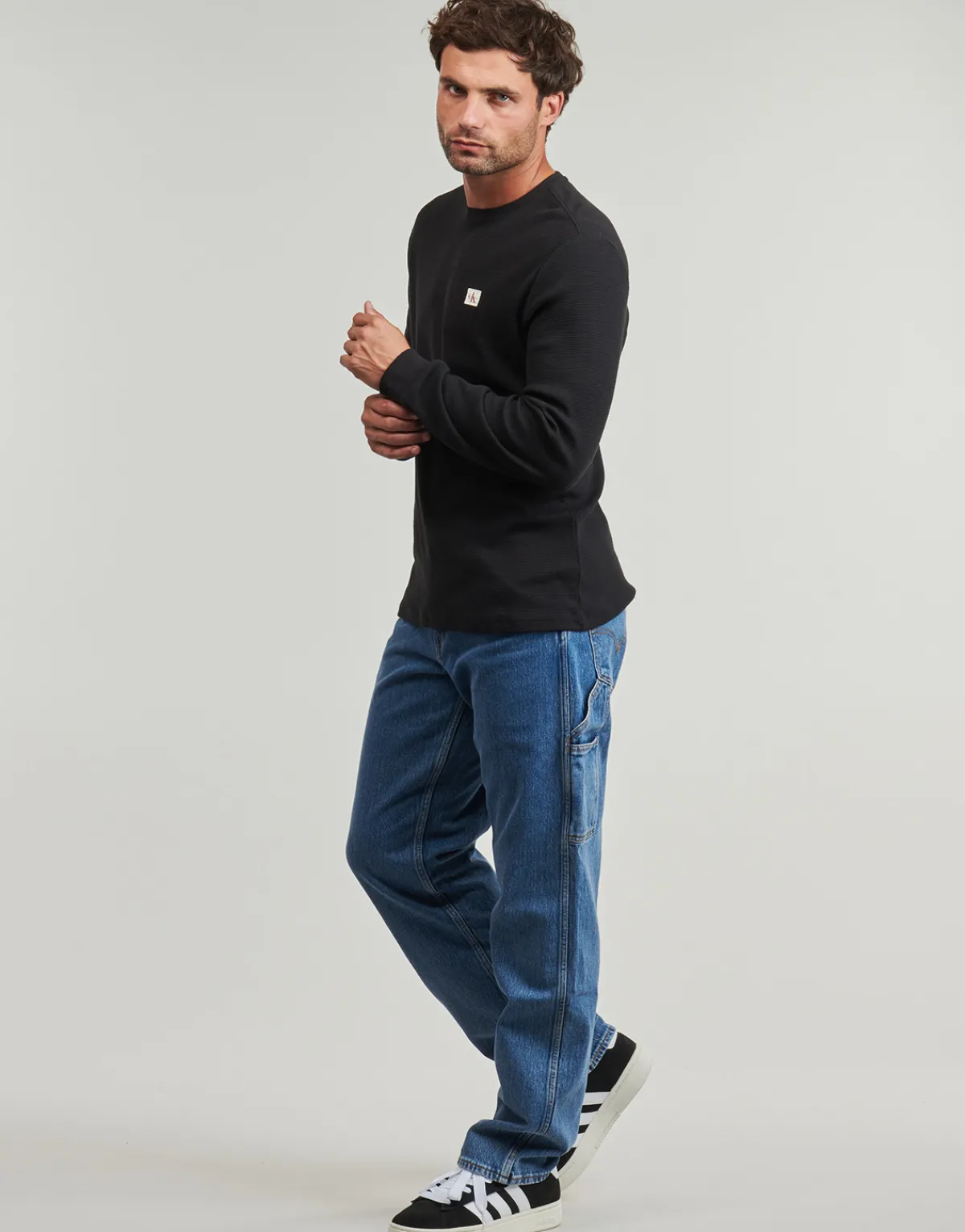 Calvin Klein Jeans LS WAFFLE BADGE CREWNK TEE-Homme T-Shirts & Polos