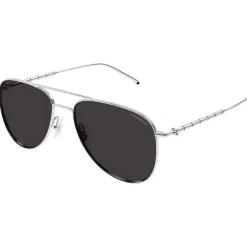 Montblanc MB0311S Lunettes de soleil, Argent/Gris, 58 mm-Homme Lunettes De Soleil
