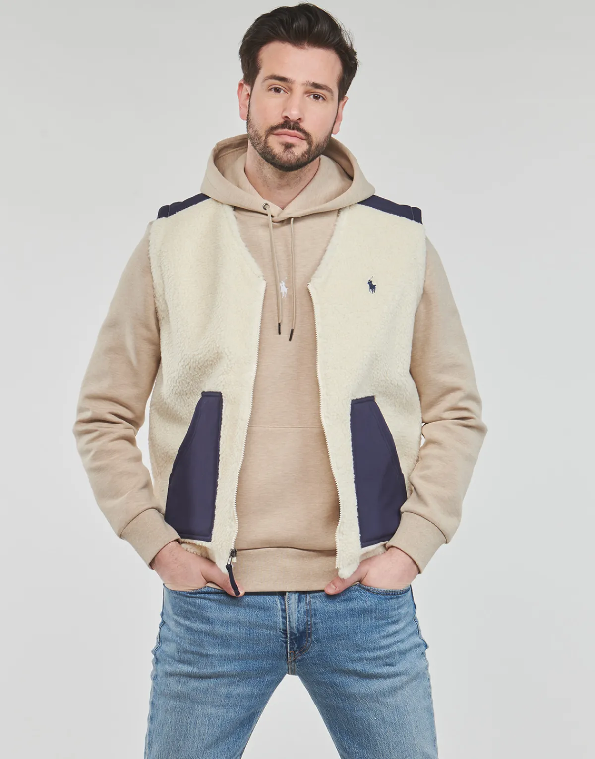 Polo Ralph Lauren POLAIRE SHERPA ZIPPEE SANS MANCHE-Homme Randonnée|Sweats & Polaires