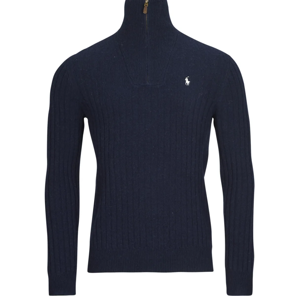 Polo Ralph Lauren PULL 1/2 ZIP EN LAINE MELANGE-Homme Pulls & Gilets