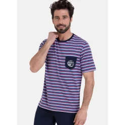 Athena Pyjama court col rond RAYURES WAVES-Homme Pyjamas