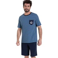 Athena Pyjama court col rond RAYURES WAVES-Homme Pyjamas